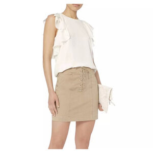 Alexis‎ White 100% Silk Ruffle Blouse - Size Small